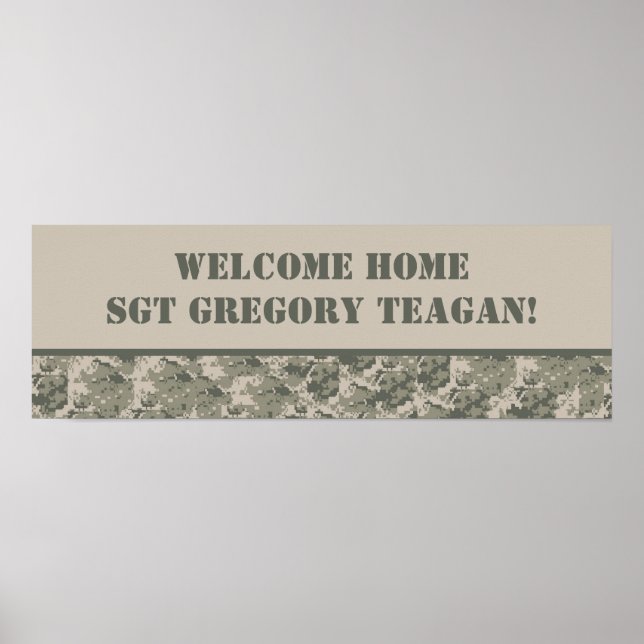 22,5"x7,5" Personalisiertes Banner ARMY ACU Camouf Poster (Vorne)