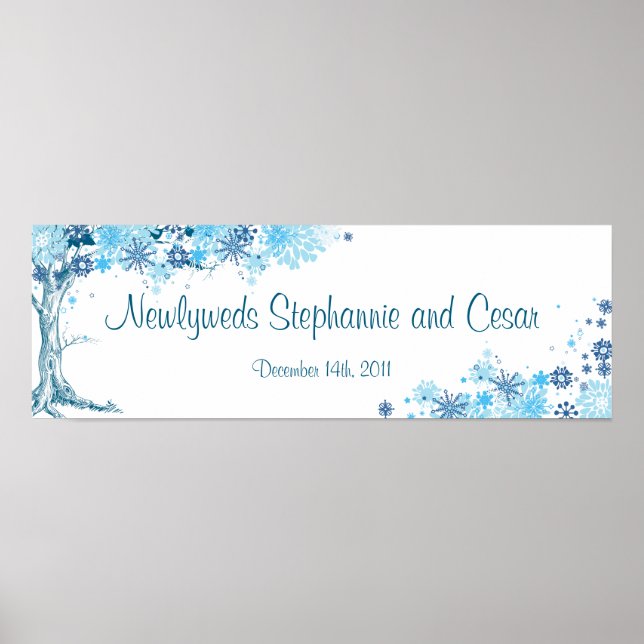 22.5"x7.5" Personalisiertes Banner Blue Tree / Sno Poster (Vorne)