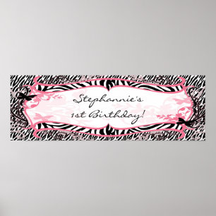 22,5"x7,5" Personalisiertes Banner Butterfly Zebra Poster
