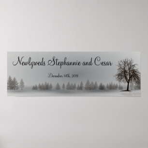 22,5"x7,5" Personalisiertes Banner Graue Winterbäu Poster