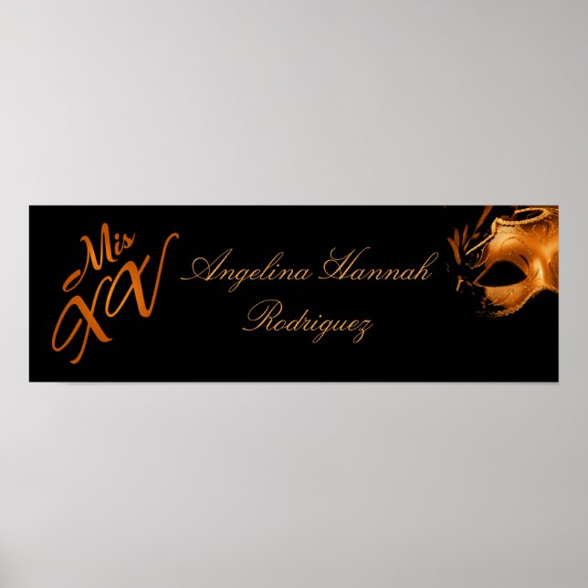 22,5"x7,5" Personalisiertes Banner Mis XV Orange Poster (Vorne)