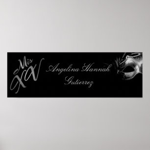 22,5"x7,5" Personalisiertes Banner Mis XV Silver Poster