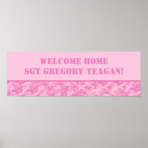 22,5"x7,5" Personalisiertes Banner Pink ARMY ACU C Poster