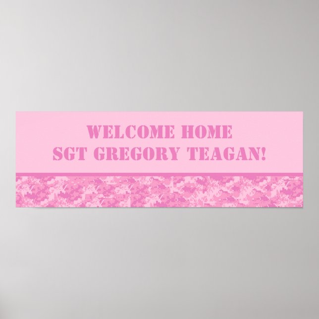 22,5"x7,5" Personalisiertes Banner Pink ARMY ACU C Poster (Vorne)
