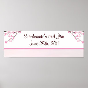 22,5"x7,5" Personalisiertes Banner Pink Cherry Blo Poster