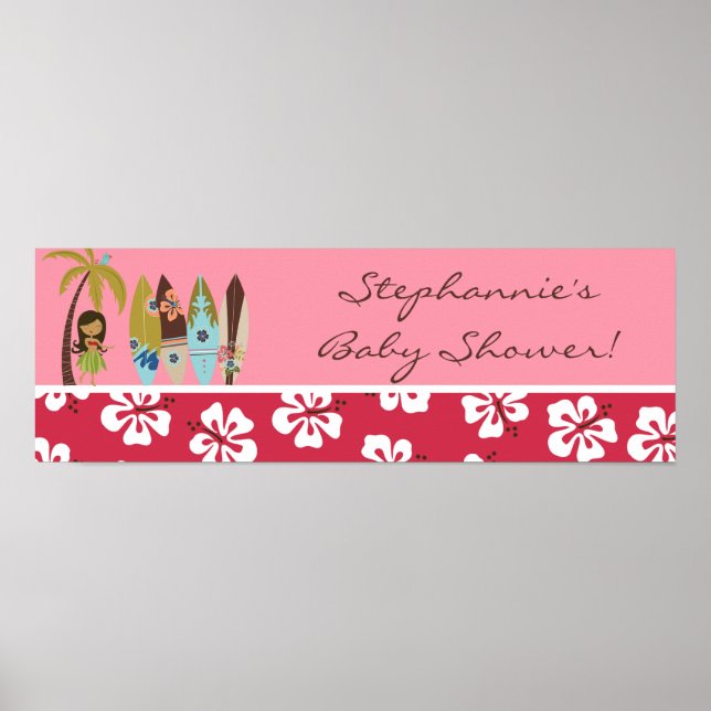 22,5"x7,5" Personalisiertes Banner Pink Hawaiian L Poster (Vorne)