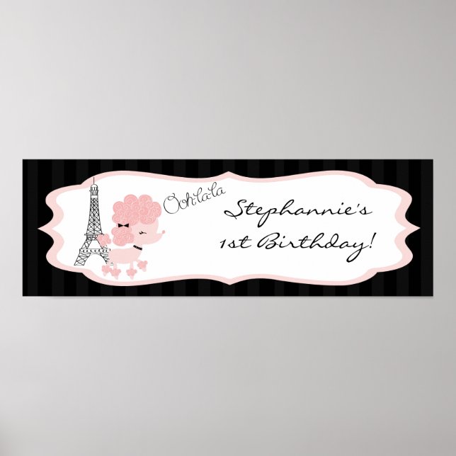 22,5"x7,5" Personalisiertes Banner Pink Poodle Par Poster (Vorne)