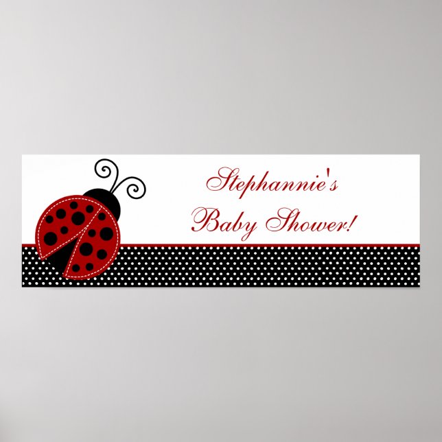 22,5"x7,5" Personalisiertes Banner Red Ladybug Poster (Vorne)