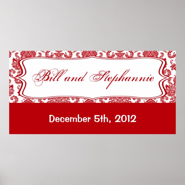 22,5"x7,5" Personalisiertes Banner Red White Damas Poster (Vorne)