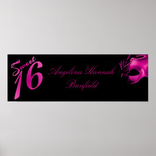 22,5"x7,5" Personalisiertes Banner Sweet 16 Hot Pi Poster
