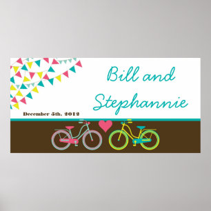 22.5"x7.5" Personalized Banner Love Lovers Bikes B Poster