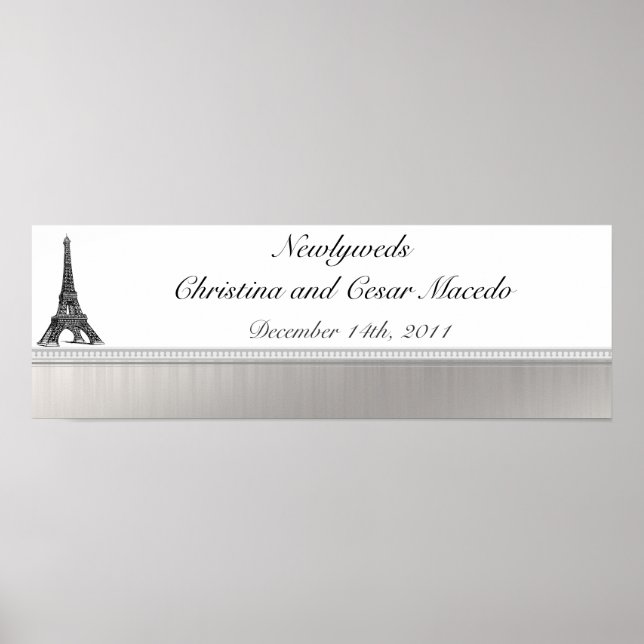 22,5"x 7,5" Personalisierter Banner Schwarzer Eiff Poster (Vorne)