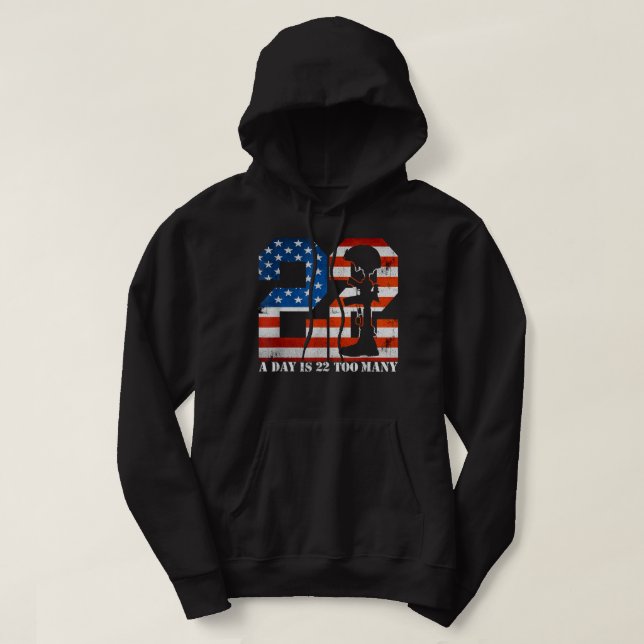 22 A Day Is 22 Too Many Veteran Lives Matter Help  Hoodie (Design vorne)
