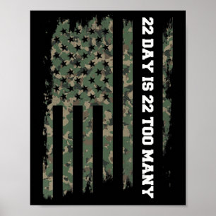 22 a Day Veteran lebt Matter Army Suicide Awarene Poster