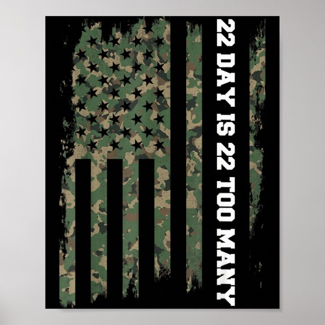 22 A Day Veteran Lives Army Suicide Awareness  Poster (Vorne)