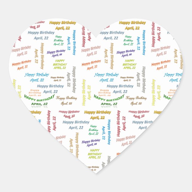 22. April Herz-Aufkleber (Vorderseite)