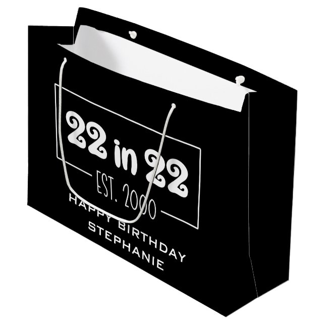 22. Est 2000 22. Geburtstag Große Geschenktüte (Vorderseite Schrägansicht)