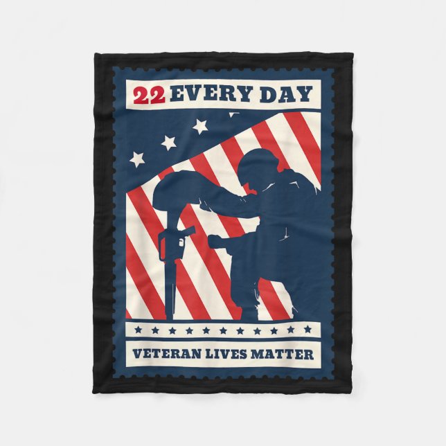 22 Every Day Veteran Lives Veteran Suicide Awarene Fleecedecke (Vorderseite)