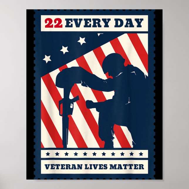 22 Every Day Veteran Lives Veteran Suicide Awarene Poster (Vorne)