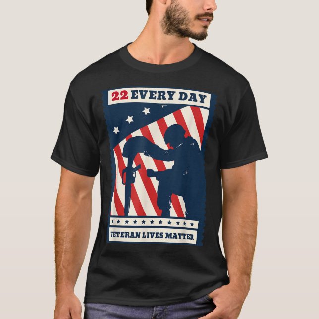22 Every Day Veteran Lives Veteran Suicide Awarene T-Shirt (Vorderseite)