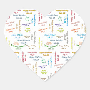 22. Februar Herz-Aufkleber