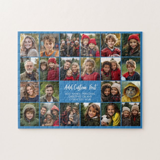 22 Foto-Collage Moderne Gitter mit 2 Textfeldern Puzzle (Horizontal)