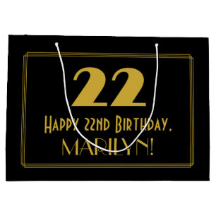 22. Geburtstag — Art Deco Inspiriert Look "22" & N Große Geschenktüte