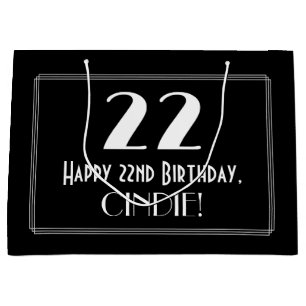 22. Geburtstag: Art Deco Inspiriert Stil "22", Nam Große Geschenktüte