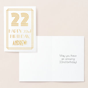 22. Geburtstag - Art Deco inspirierter Look "22" & Folienkarte