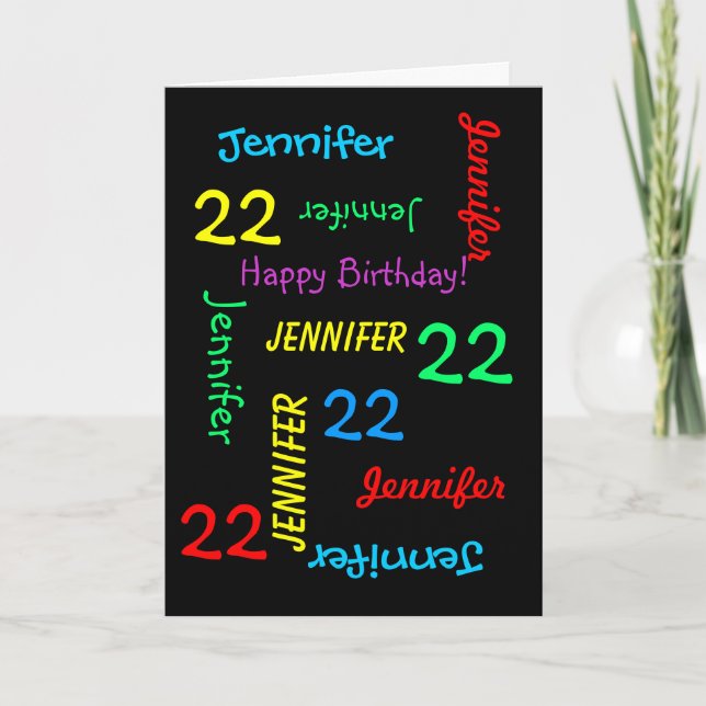 22. Geburtstag Benutzerdefinierte Karte jeden Name (Vorderseite)