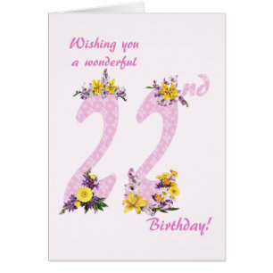 22. Geburtstag Blume Dekorierte Zahlen