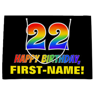 22. Geburtstag: Bold, Fun, Simple, Rainbow 22 Große Geschenktüte