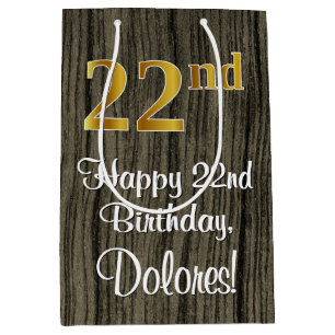 22. Geburtstag: Elegante Imitate Gold Look #, Imit Mittlere Geschenktüte