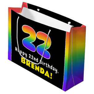 22. Geburtstag: Farbiger Regenbogen # 22, Individu Große Geschenktüte