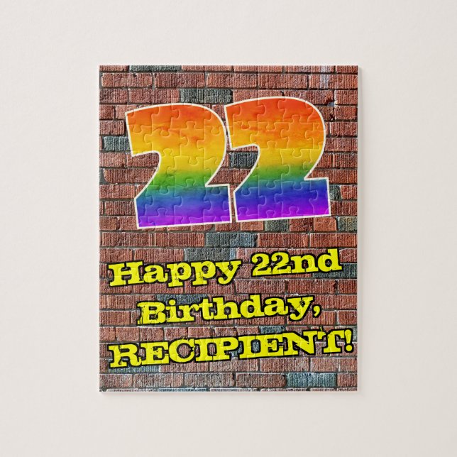 22. Geburtstag: Fun Graffiti-Inspiriert Regenbogen Puzzle (Vertikal)