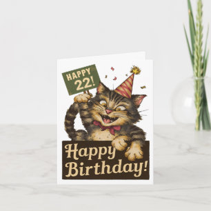 22. Geburtstag niedliche lustige Katze Vintag Karte