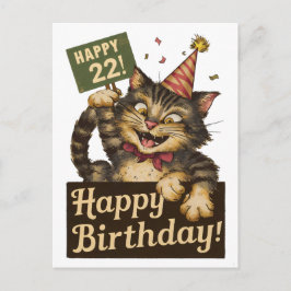 22. Geburtstag niedliche lustige Katze Vintag Postkarte