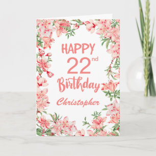 22. Geburtstag Pink Peach Peonies Aquarell Floral Karte