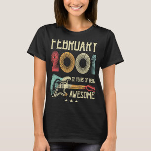 22. Geburtstag Retro Guitar Februar 2001 22 Jahre T-Shirt