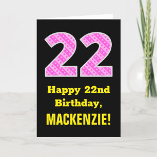 22. Geburtstag: Rosa Streifen und Herzen "22" + Na Karte