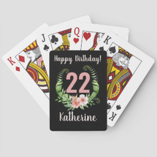 22. Geburtstag schwarze Blüte Spielkarten