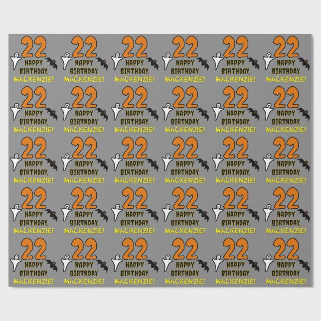 22. Geburtstag: Spooky Halloween Thema, Individuel Geschenkpapier (Flach)