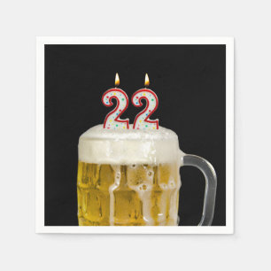 22. Geburtstagsbär auf schwarz Serviette