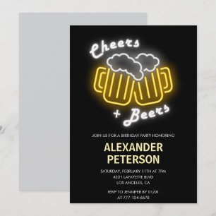 22. Geburtstagseinladung Cheers and Bers Men Neon Einladung