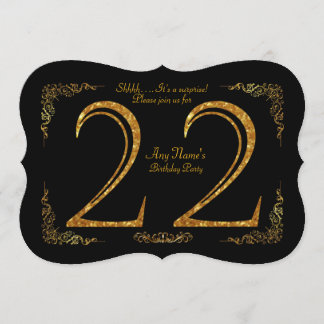 22. Geburtstagsparty 22., Gatsby, Black & Gold Einladung