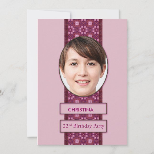 22. Geburtstagsparty Einladung Bild und Name (Vorderseite)