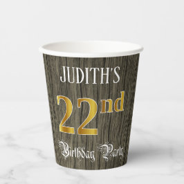 22. Geburtstagsparty - Imitate Gold & Imitate Wood Pappbecher