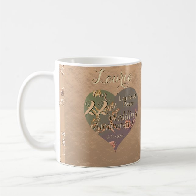 22. Hochzeitstag - Coppery Heart Rose Kaffeetasse (Links)