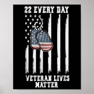 22 Jeden Tag Veteranen Leben Selbstmordbewusstsein Poster