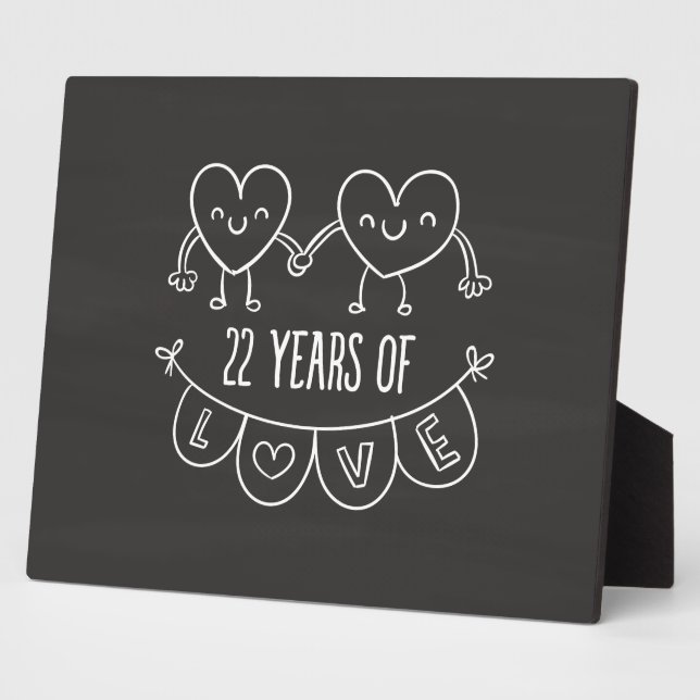 22. Jubiläum Geschenk Chalk Herzen Fotoplatte (Seite)